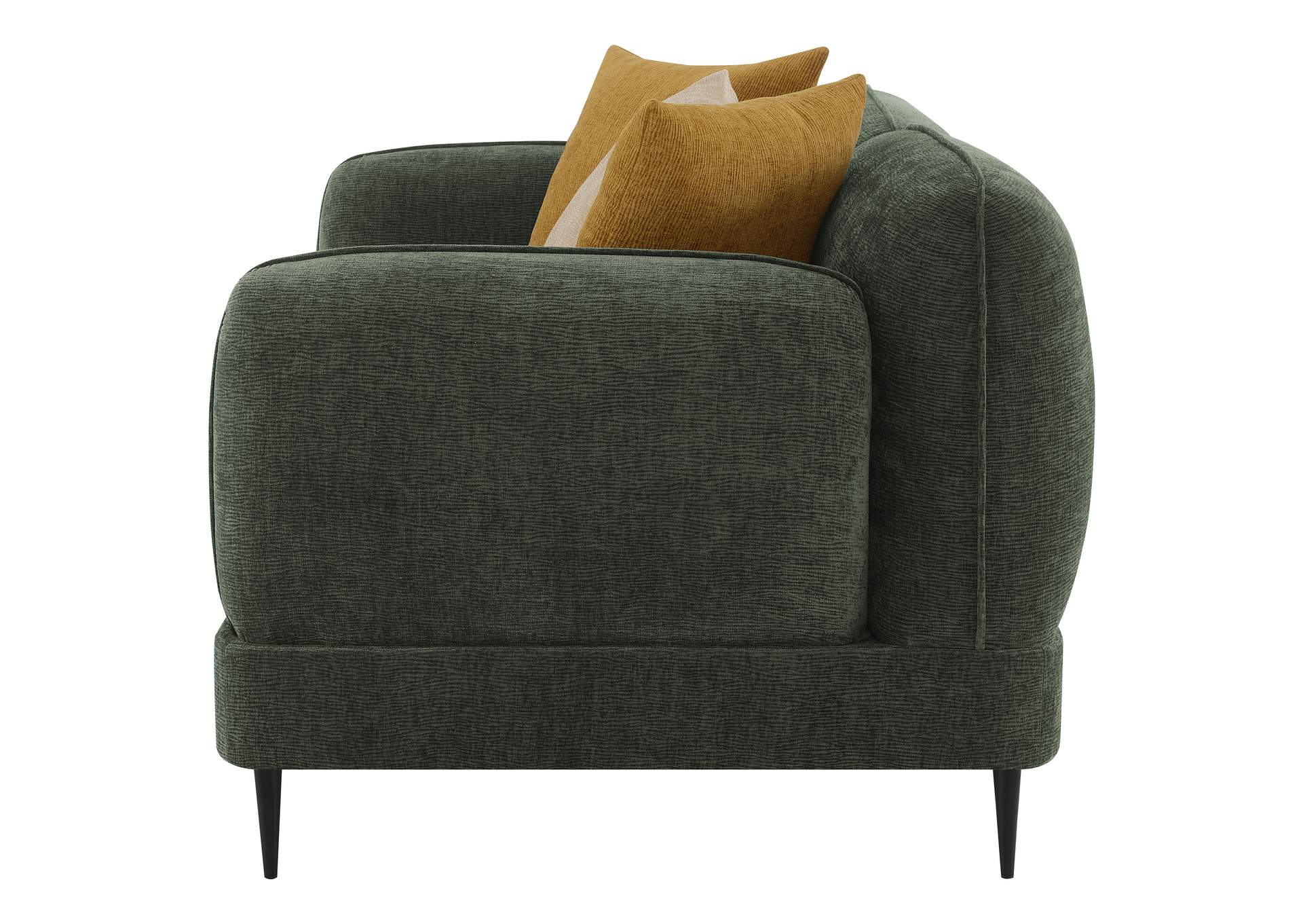 Jade Chenille Upholstered Modern Track Arm Loveseat Green