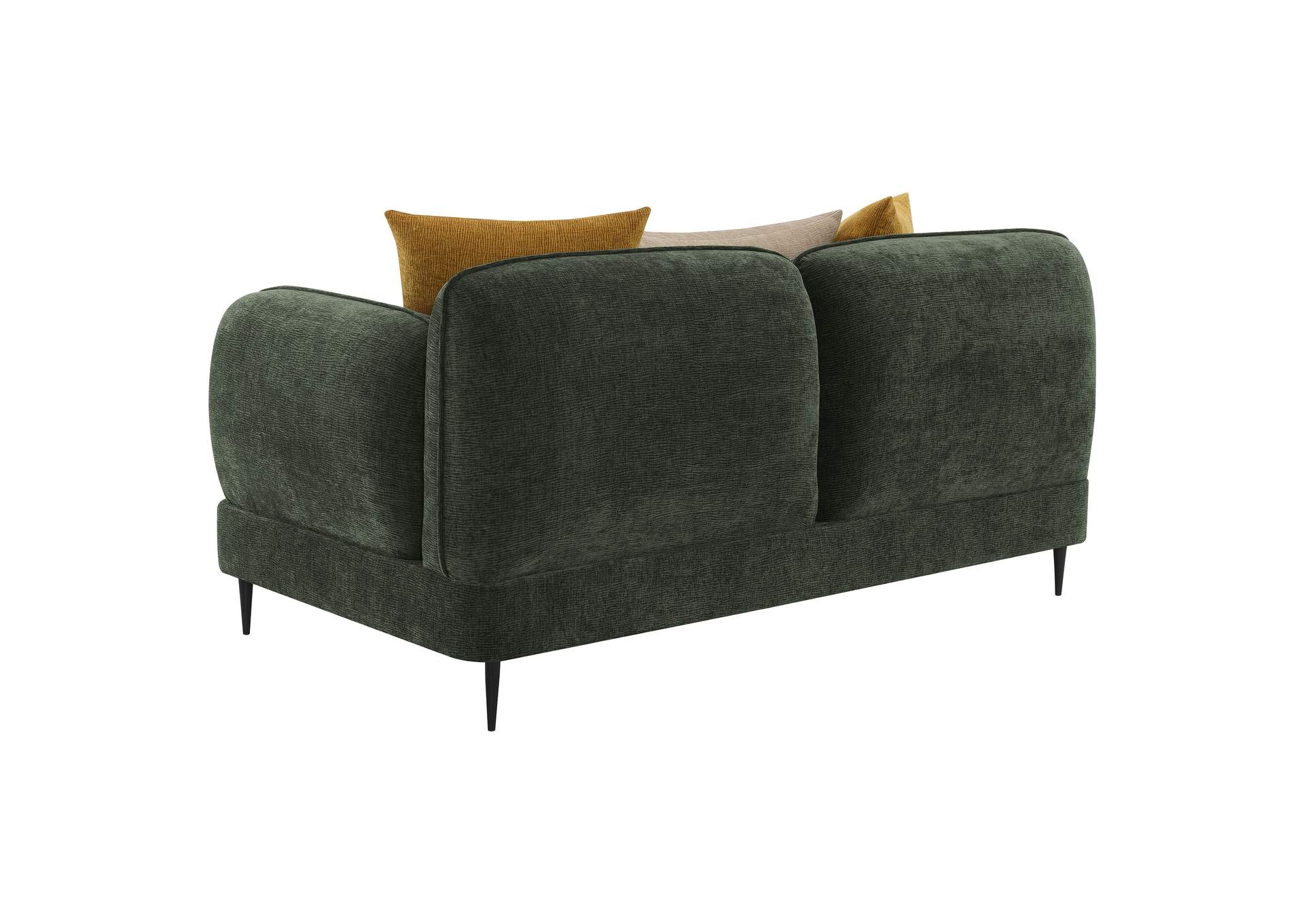 Jade Chenille Upholstered Modern Track Arm Loveseat Green
