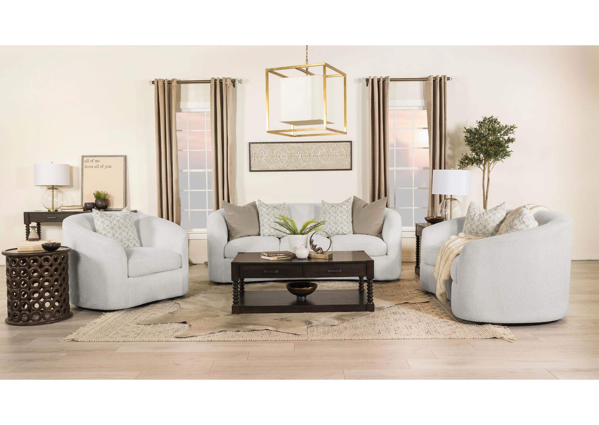 Rainn Boucle Upholstered Sloped Arm Sofa Latte