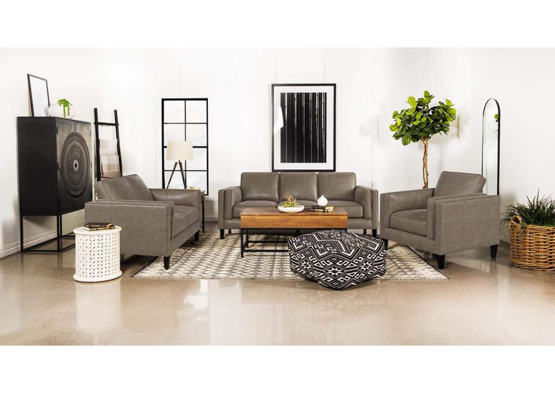 Locke 2-piece Upholstered Track Arms Living Room Set Vintage Brown image 1