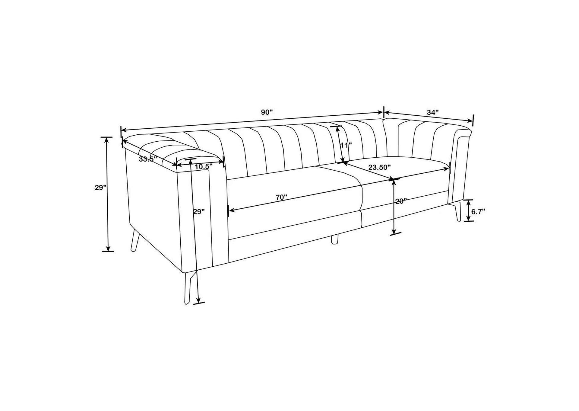 Chalet Upholstered Tuxedo Arm Tufted Sofa Blue