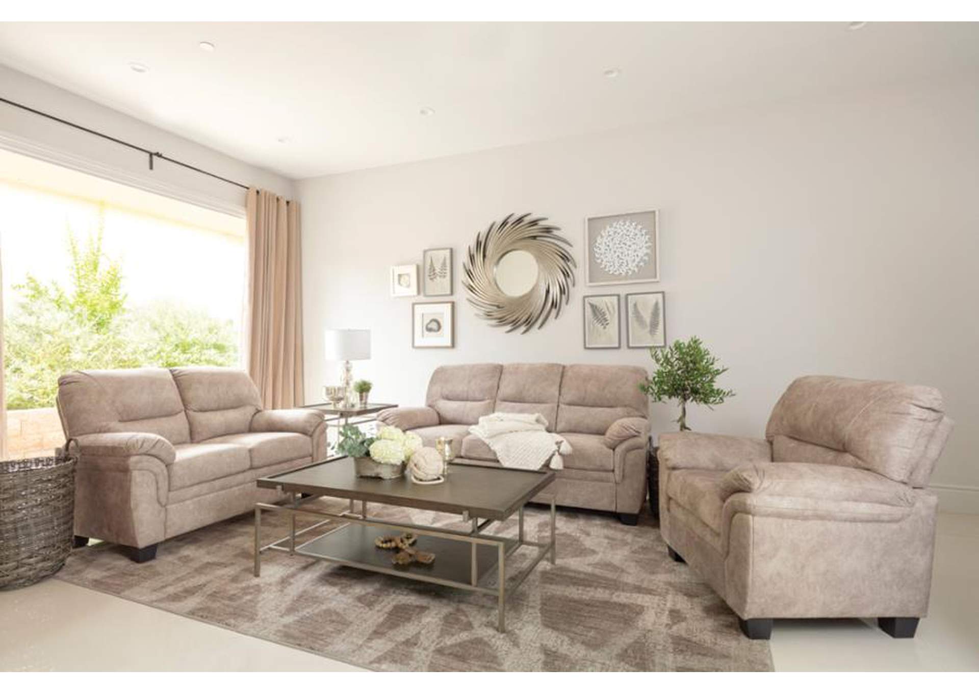 Holman 2-piece Pillow Top Arm Living Room Set Beige image 1