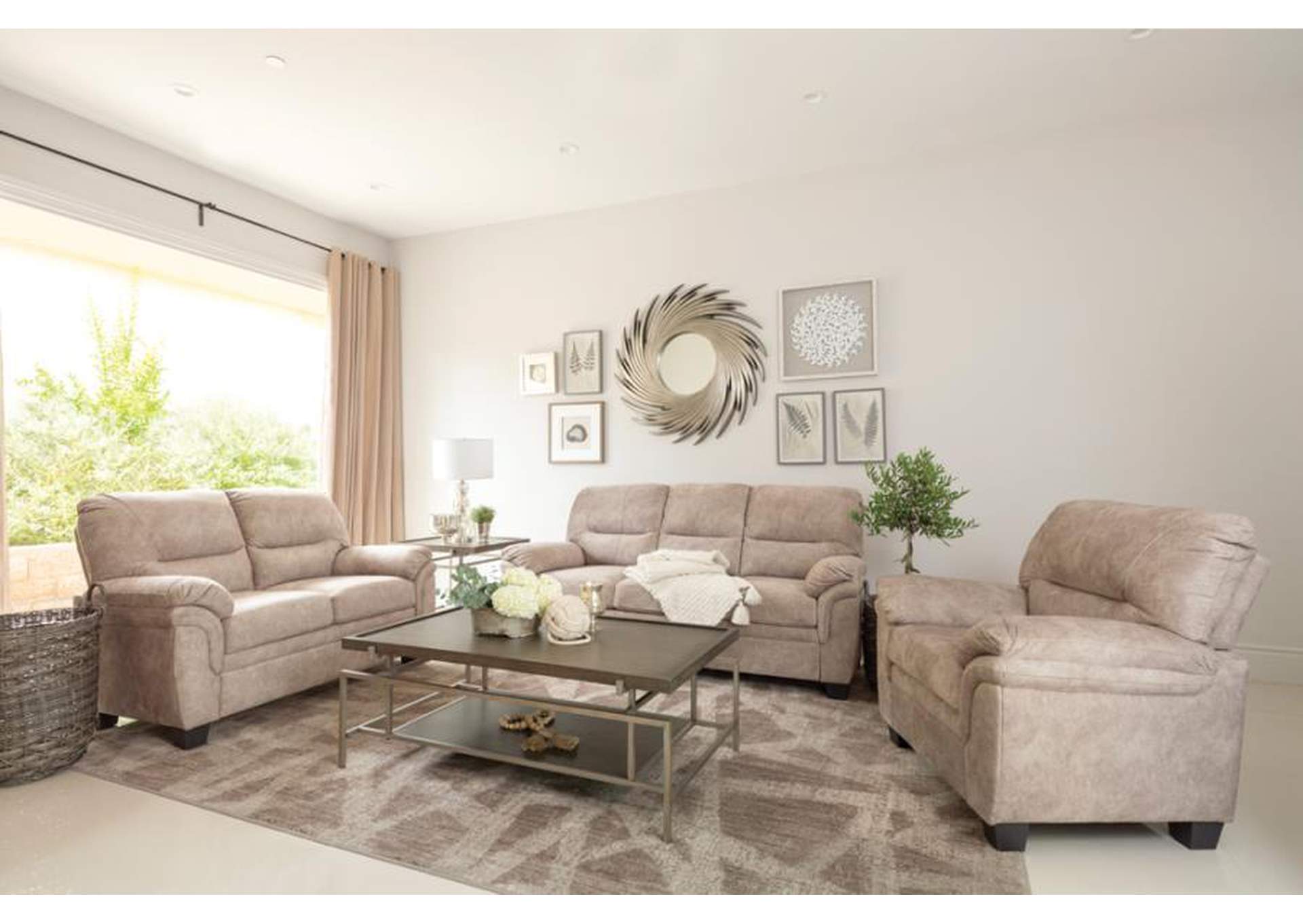 Holman 3-piece Pillow Top Arm Living Room Set Beige image 1