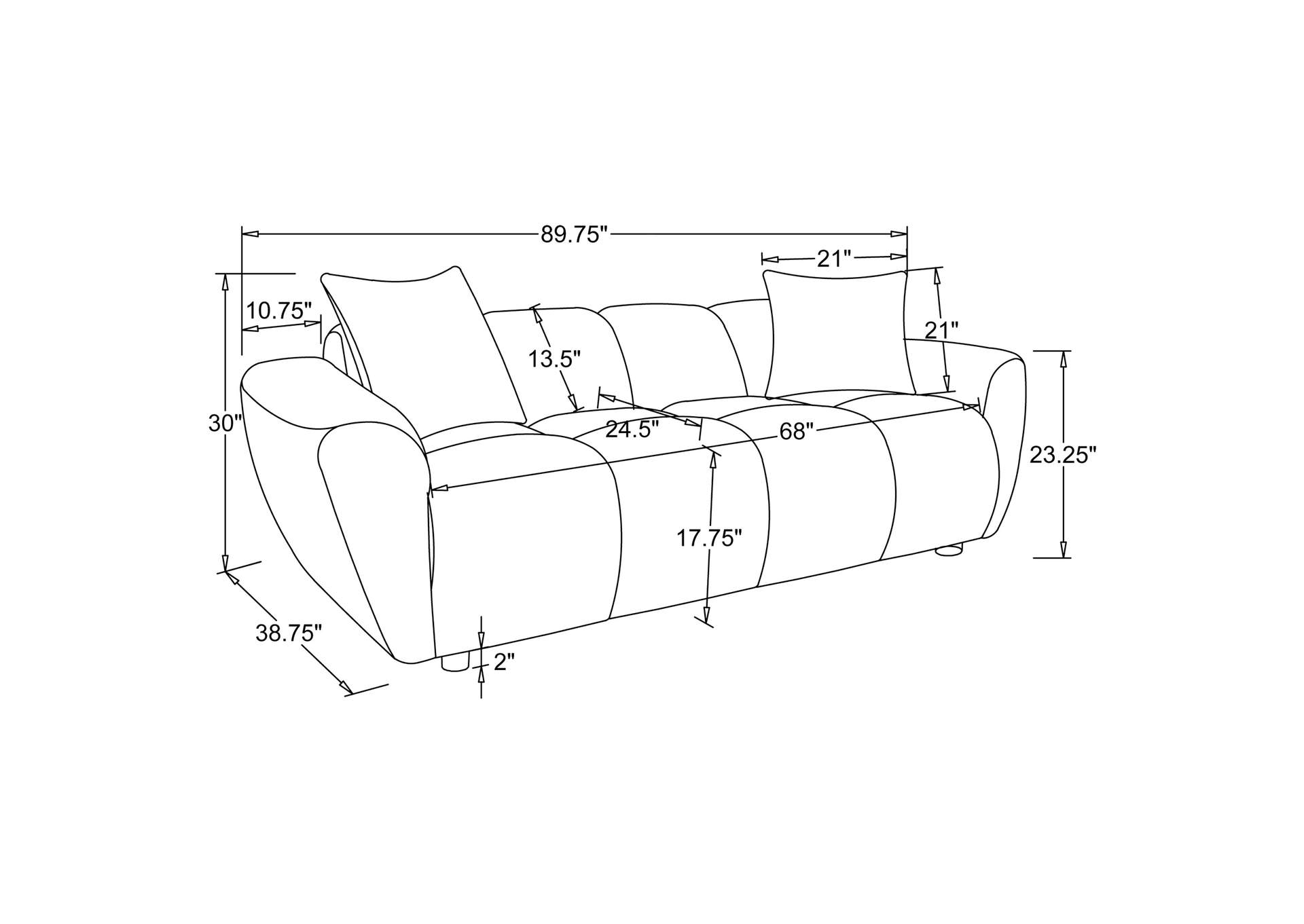 Destino 2-piece Chenille Splayed Arm Sofa Set Greige image 8
