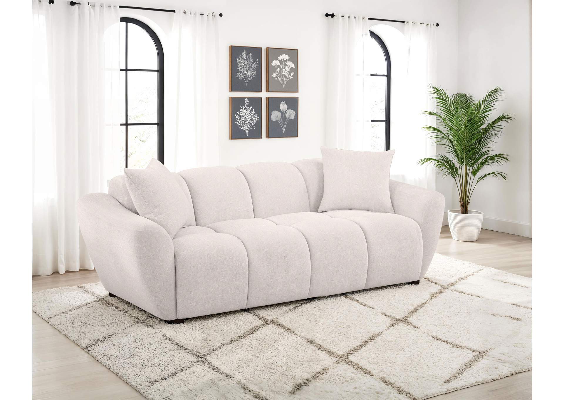 Destino Chenille Upholstered Splayed Arm Sofa Greige image 3