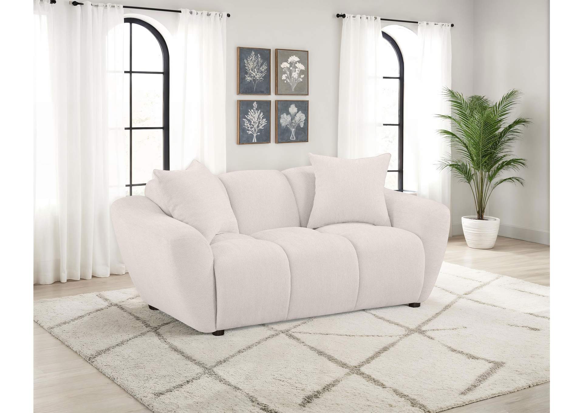 Destino Chenille Upholstered Splayed Arm Loveseat Greige image 3