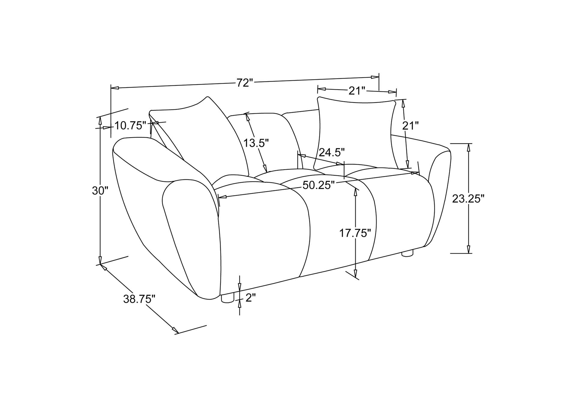 Destino Chenille Upholstered Splayed Arm Loveseat Greige image 10