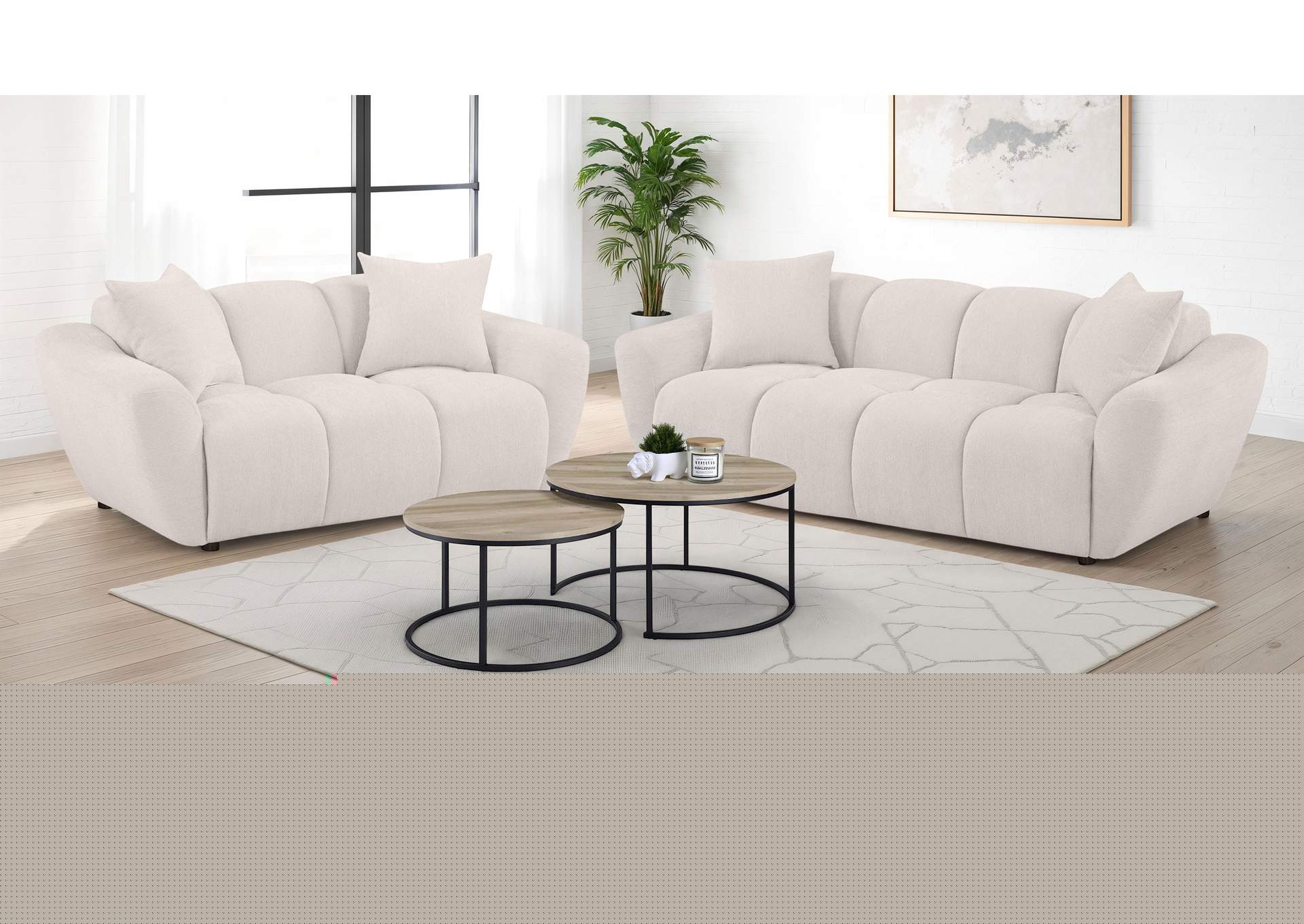 Destino Chenille Upholstered Splayed Arm Loveseat Greige image 12