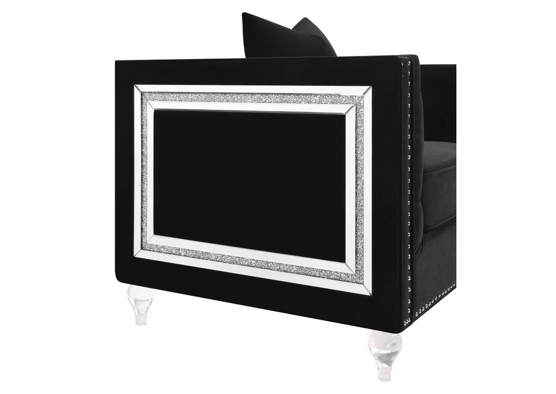 Delilah Upholstered Living Room Set Black image 3