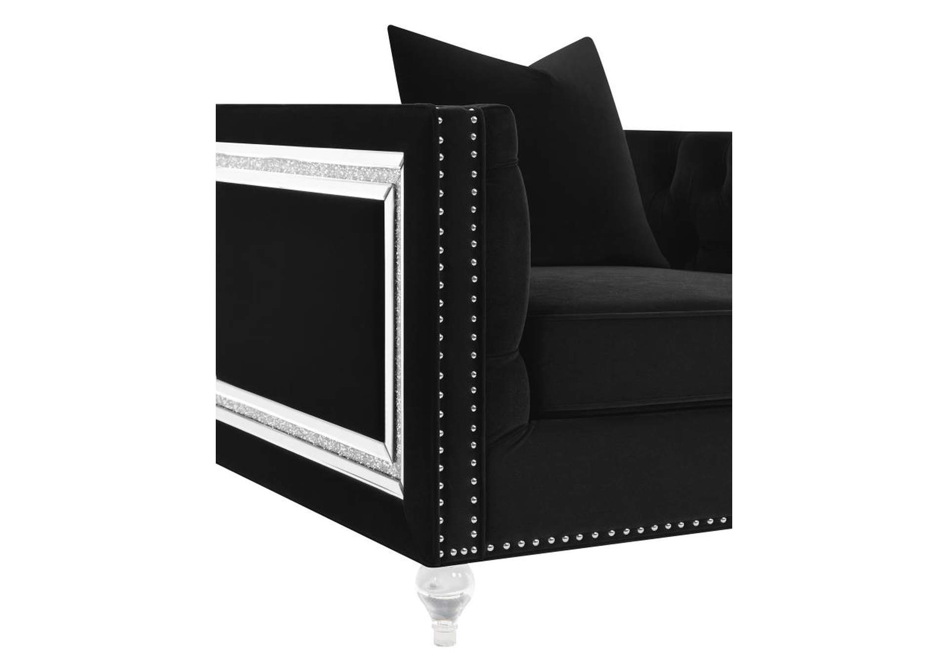 Delilah Upholstered Living Room Set Black image 4