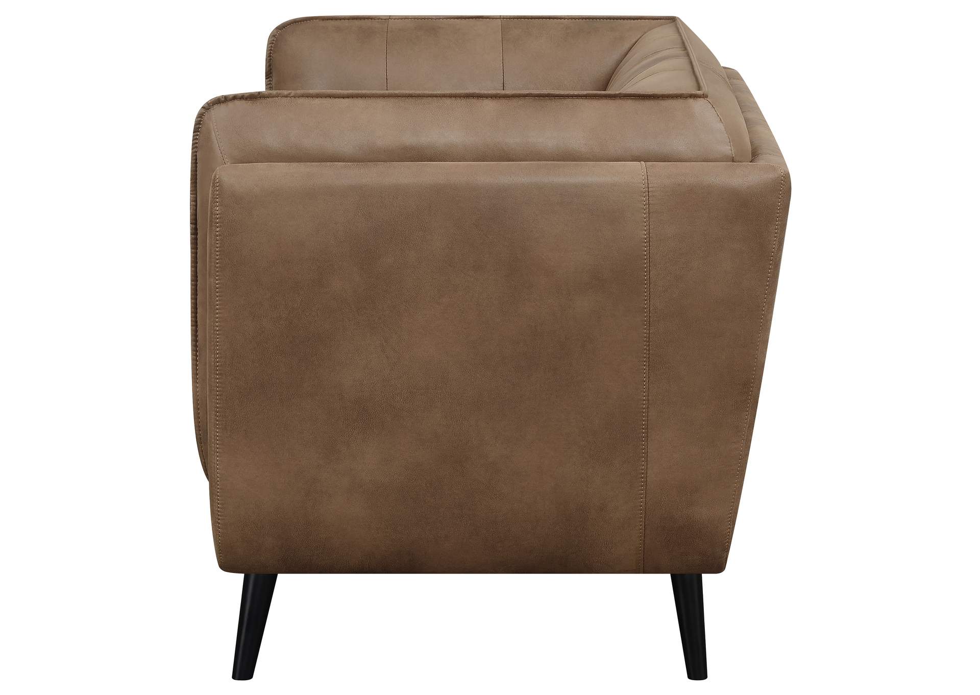 Thatcher Upholstered Tuxedo Arm Tufted Loveseat Brown