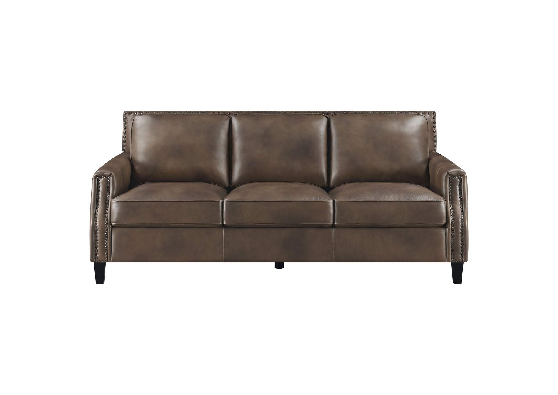 Leaton 2-piece Upholstered Recessed Arm Sofa Set Brown Sugar