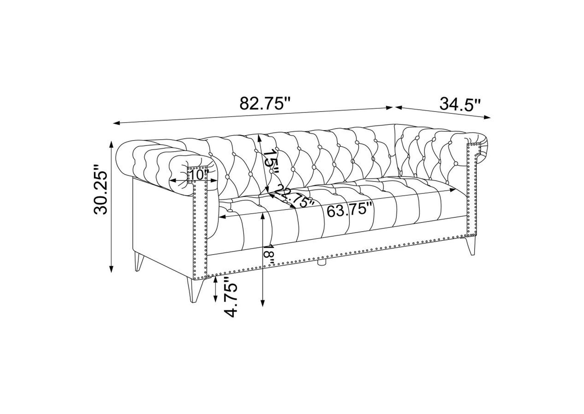 Bleker 2-piece Tuxedo Arm Living Room Set Blue image 4