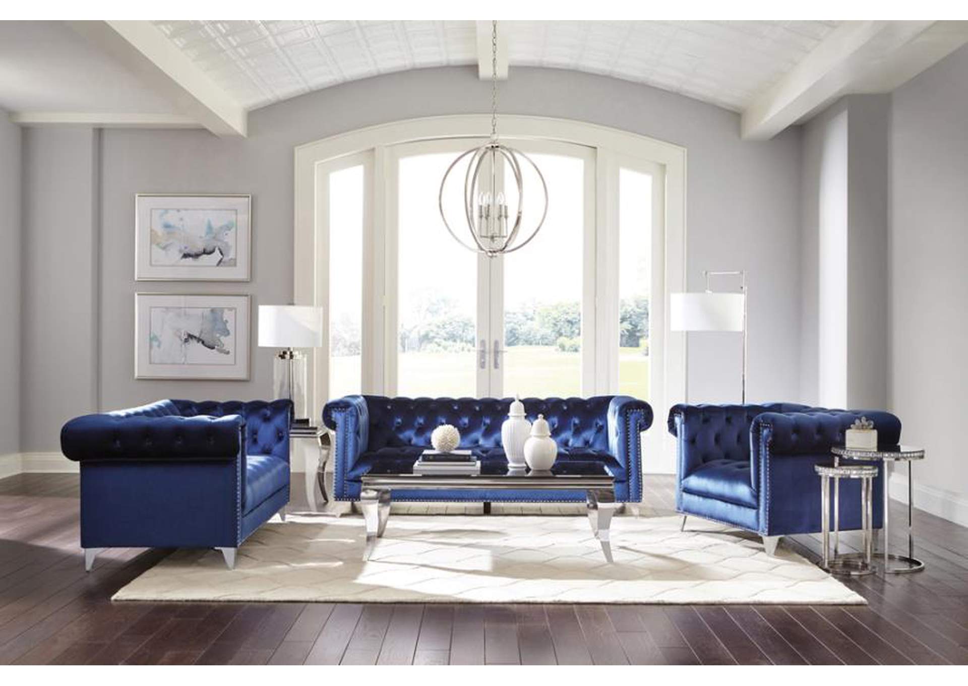 Bleker 2-piece Tuxedo Arm Living Room Set Blue image 1