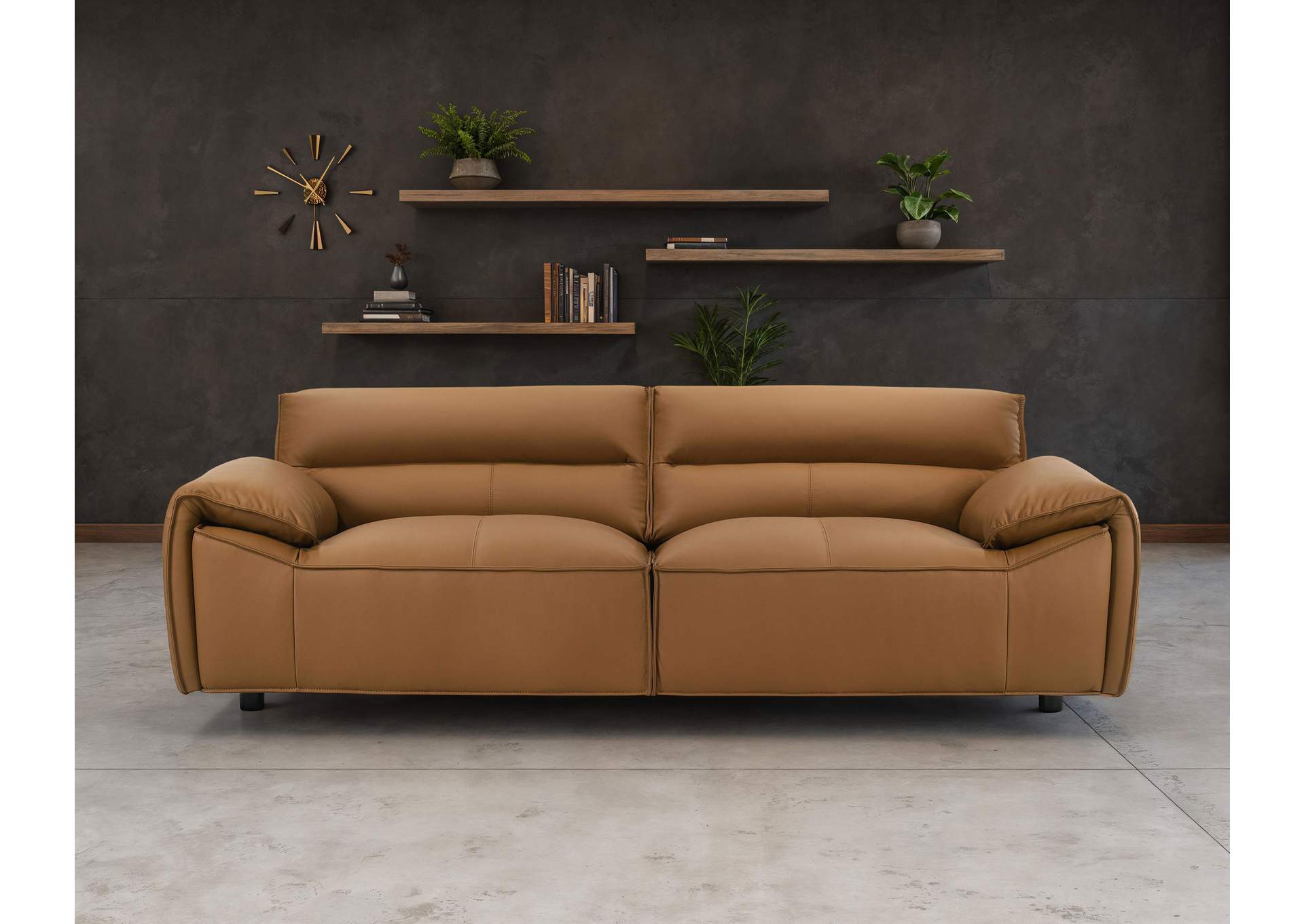 Buxton Top Grain Leather Upholstered Sofa Orange image 3