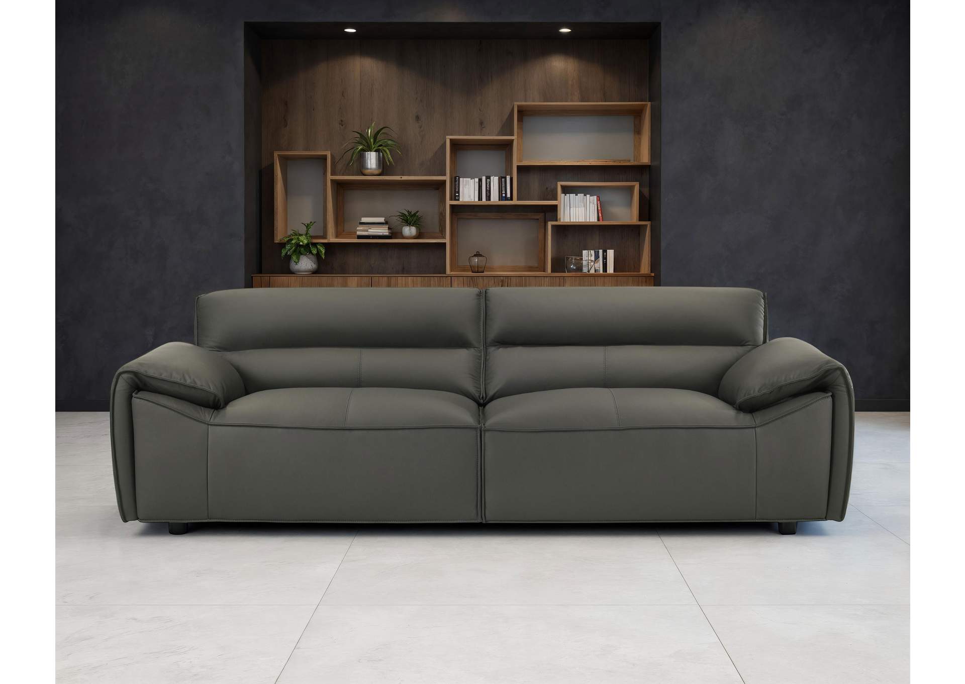 Buxton Top Grain Leather Upholstered Sofa Graphite image 3