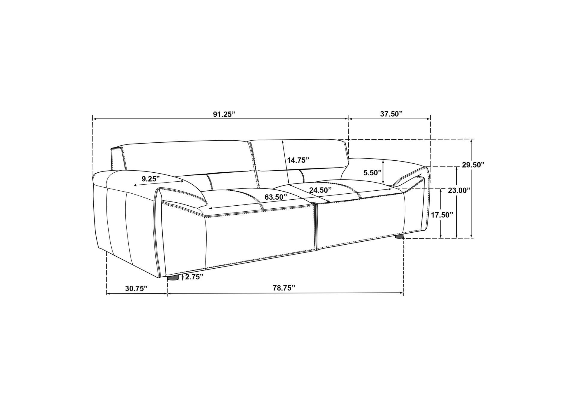 Buxton Top Grain Leather Upholstered Sofa Graphite image 12
