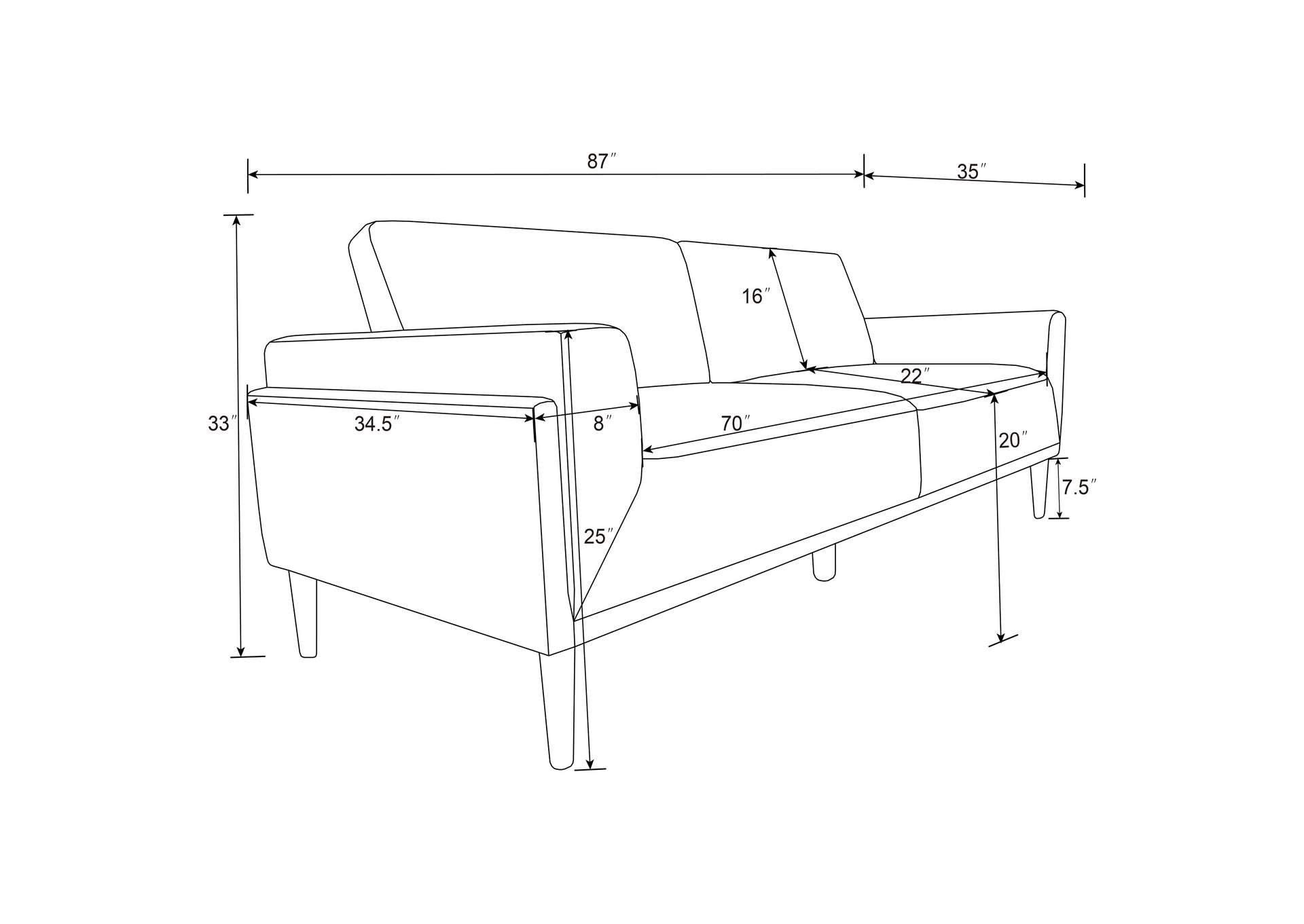Rilynn Upholstered Track Arm Sofa Brown