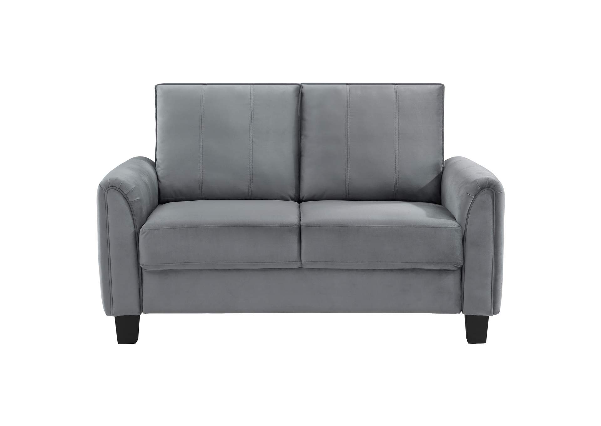 Davis Upholstered Rolled Arm Loveseat Grey