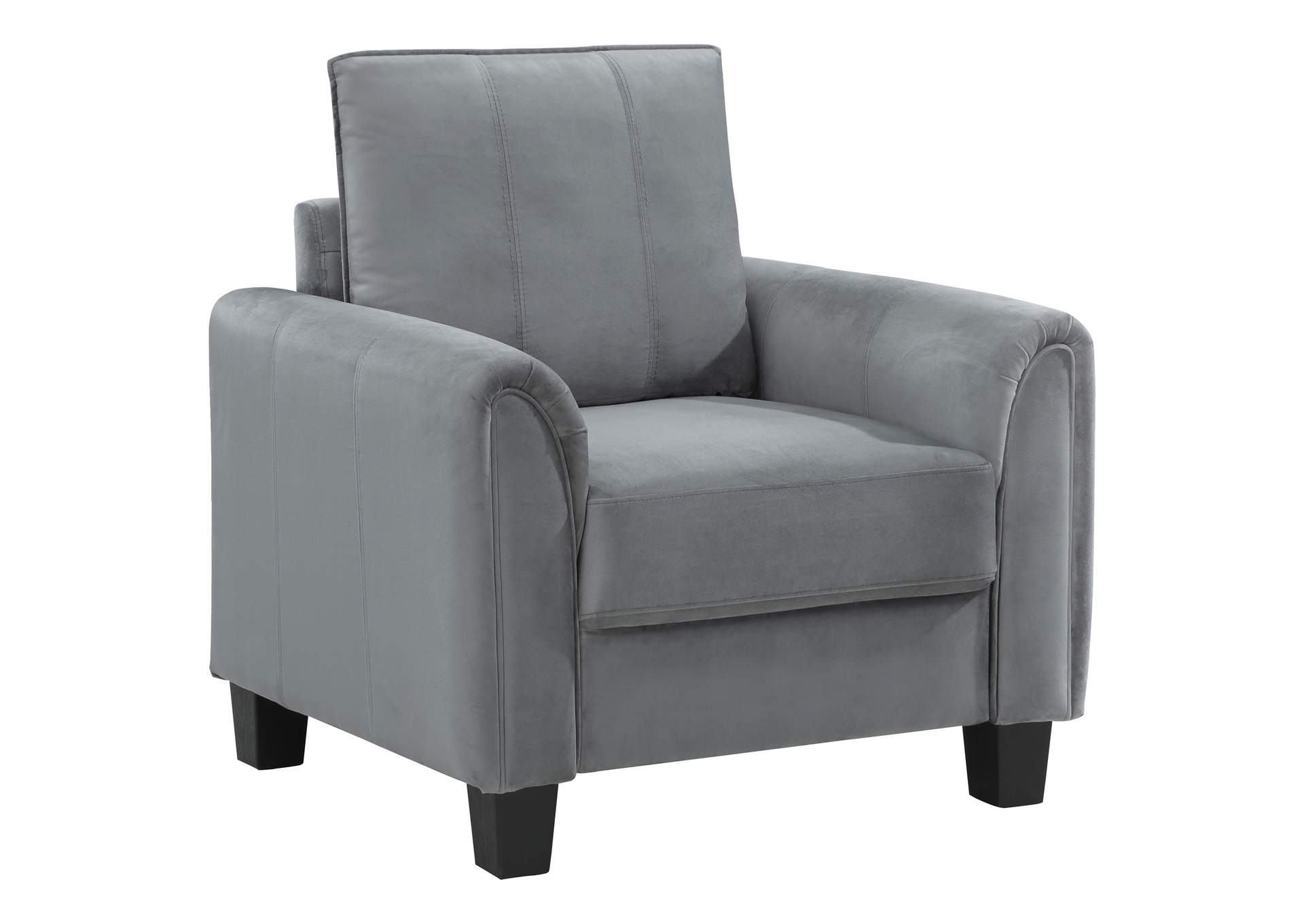 Davis Upholstered Rolled Arm Accent Chair Grey