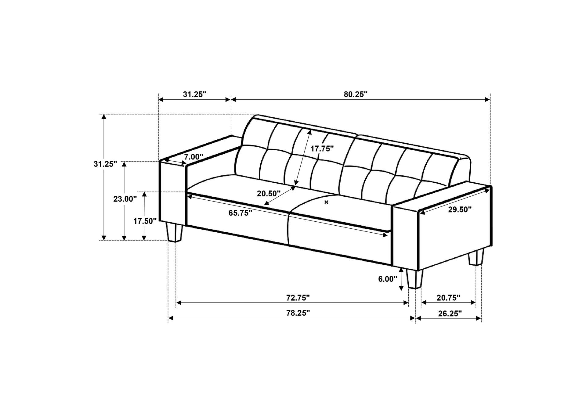 Deerhurst 3-piece Upholstered Track Arm Sofa Set Greige
