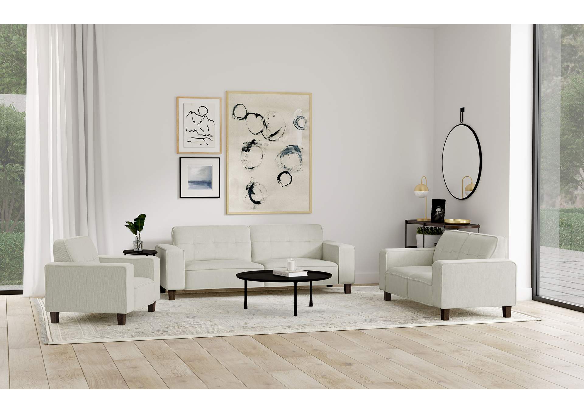Deerhurst Upholstered Track Arm Tufted Loveseat Greige