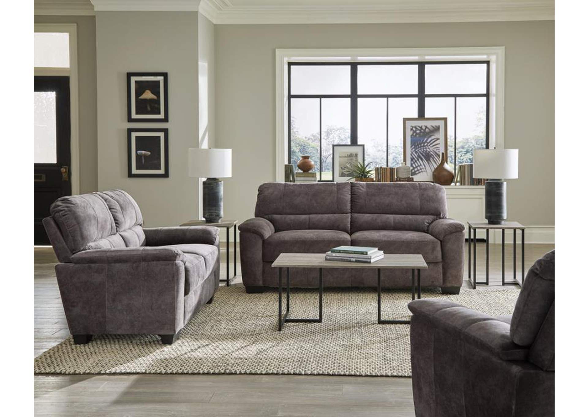 Hartsook 2-piece Pillow Top Arm Living Room Set Charcoal Grey image 1