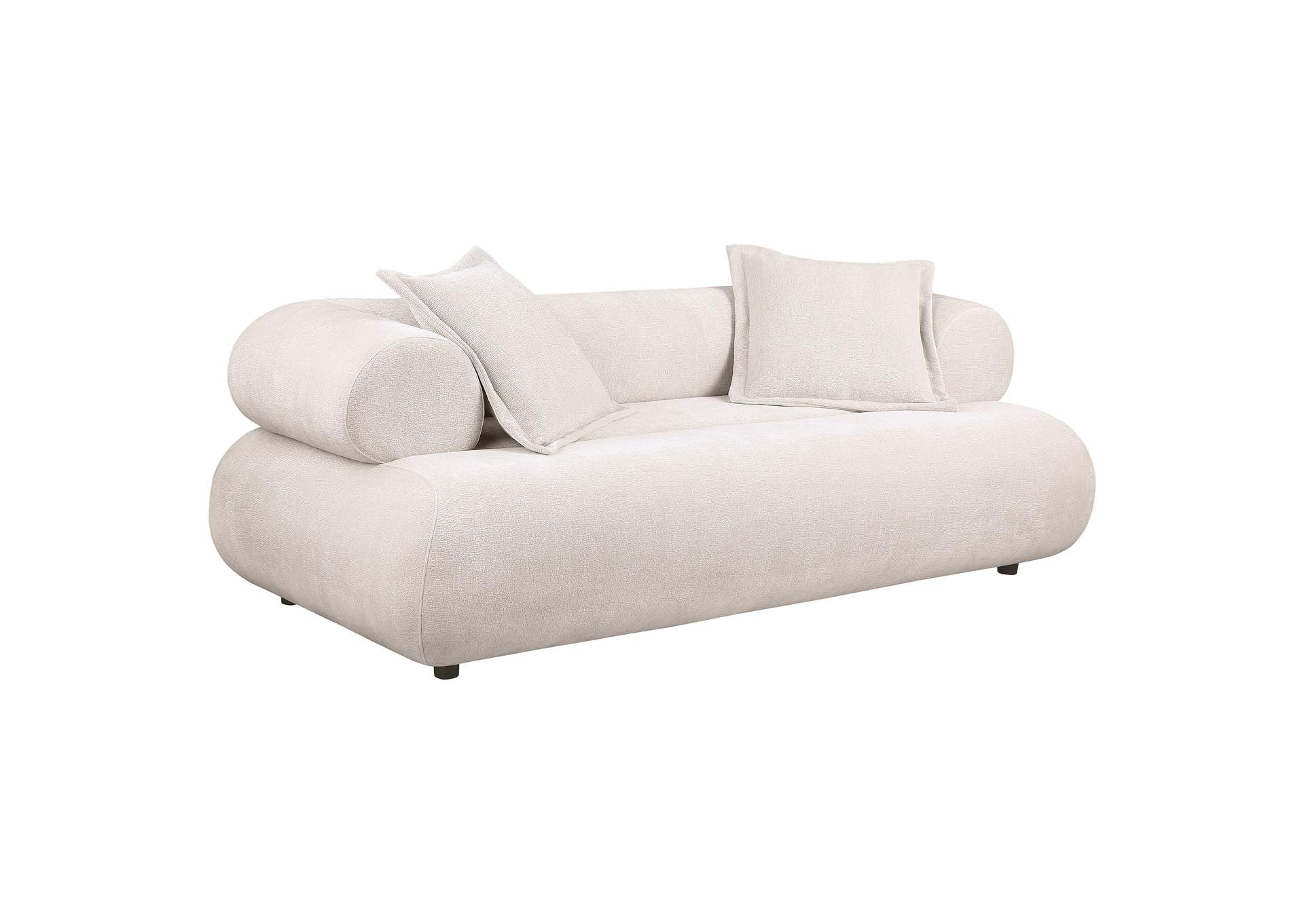 Eskola 3-seat Chenille Sofa with Rounded Shelter Arms Ivory image 1