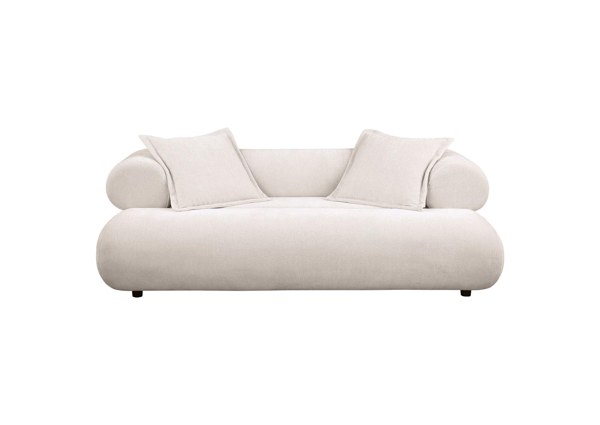 Eskola 3-seat Chenille Sofa with Rounded Shelter Arms Ivory image 3