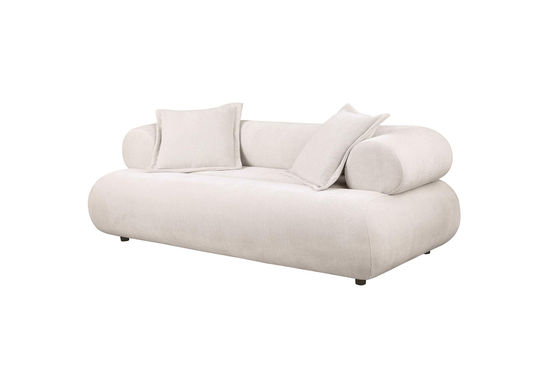Eskola 3-seat Chenille Sofa with Rounded Shelter Arms Ivory image 4