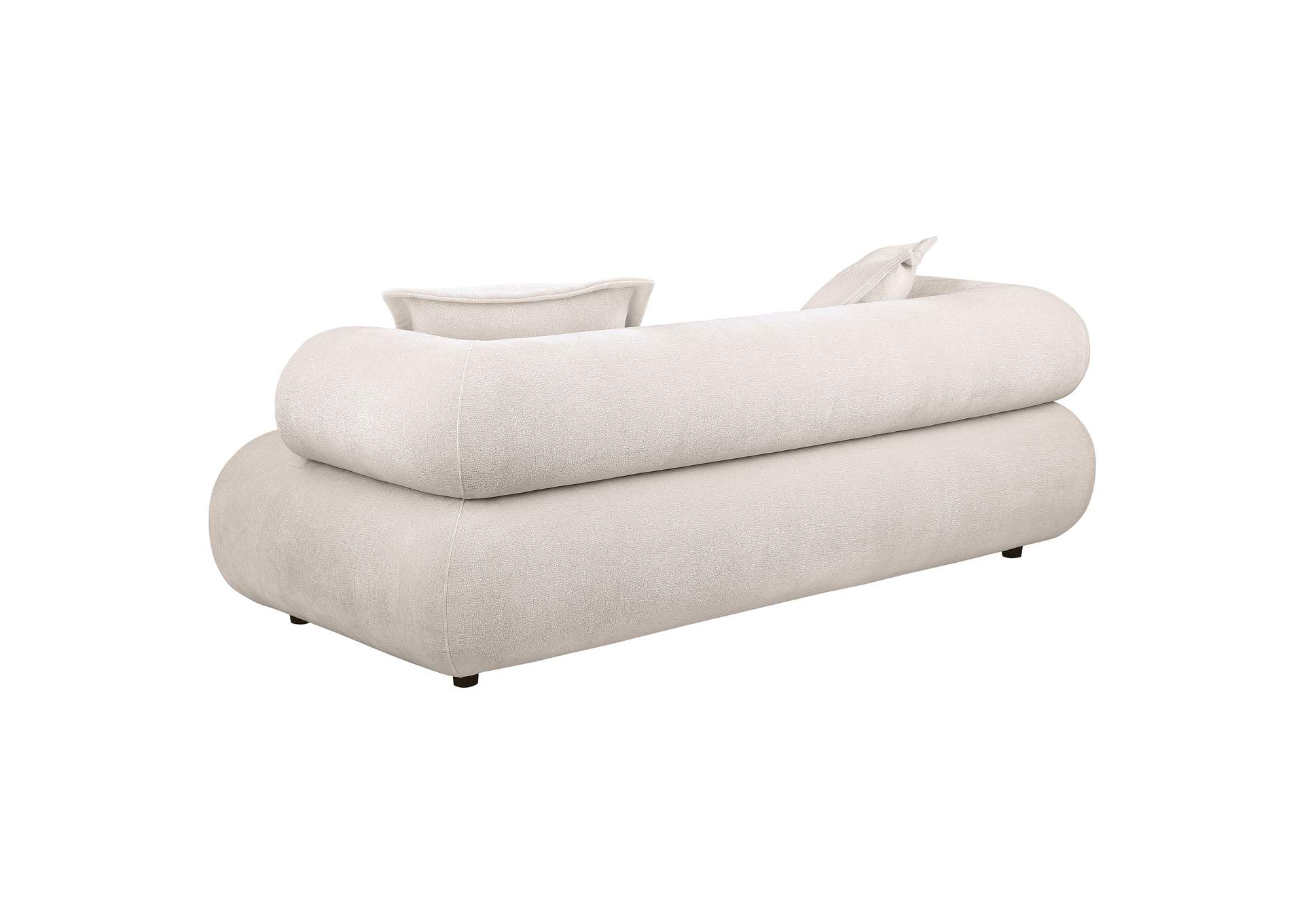 Eskola 3-seat Chenille Sofa with Rounded Shelter Arms Ivory image 6
