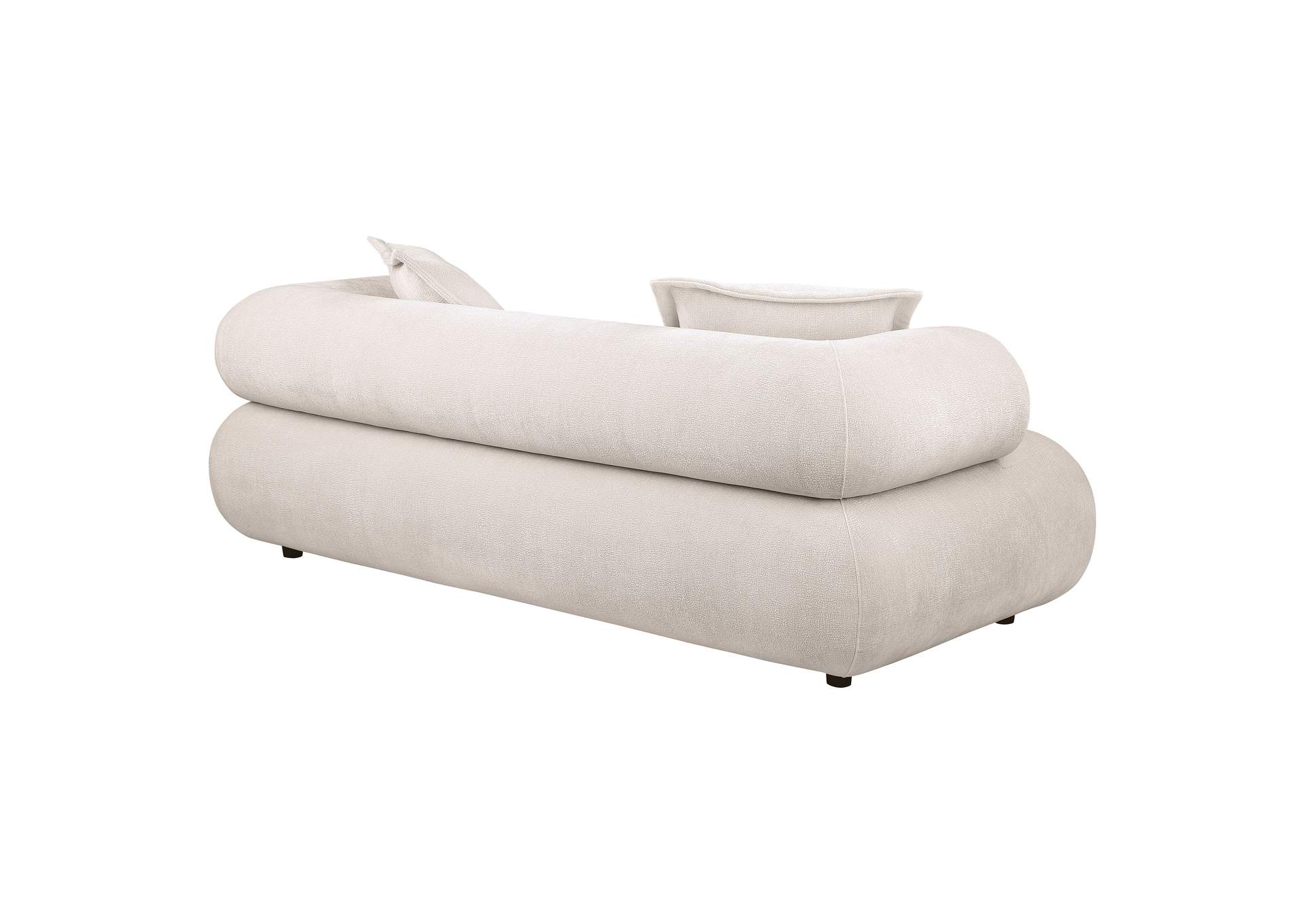 Eskola 3-seat Chenille Sofa with Rounded Shelter Arms Ivory image 7