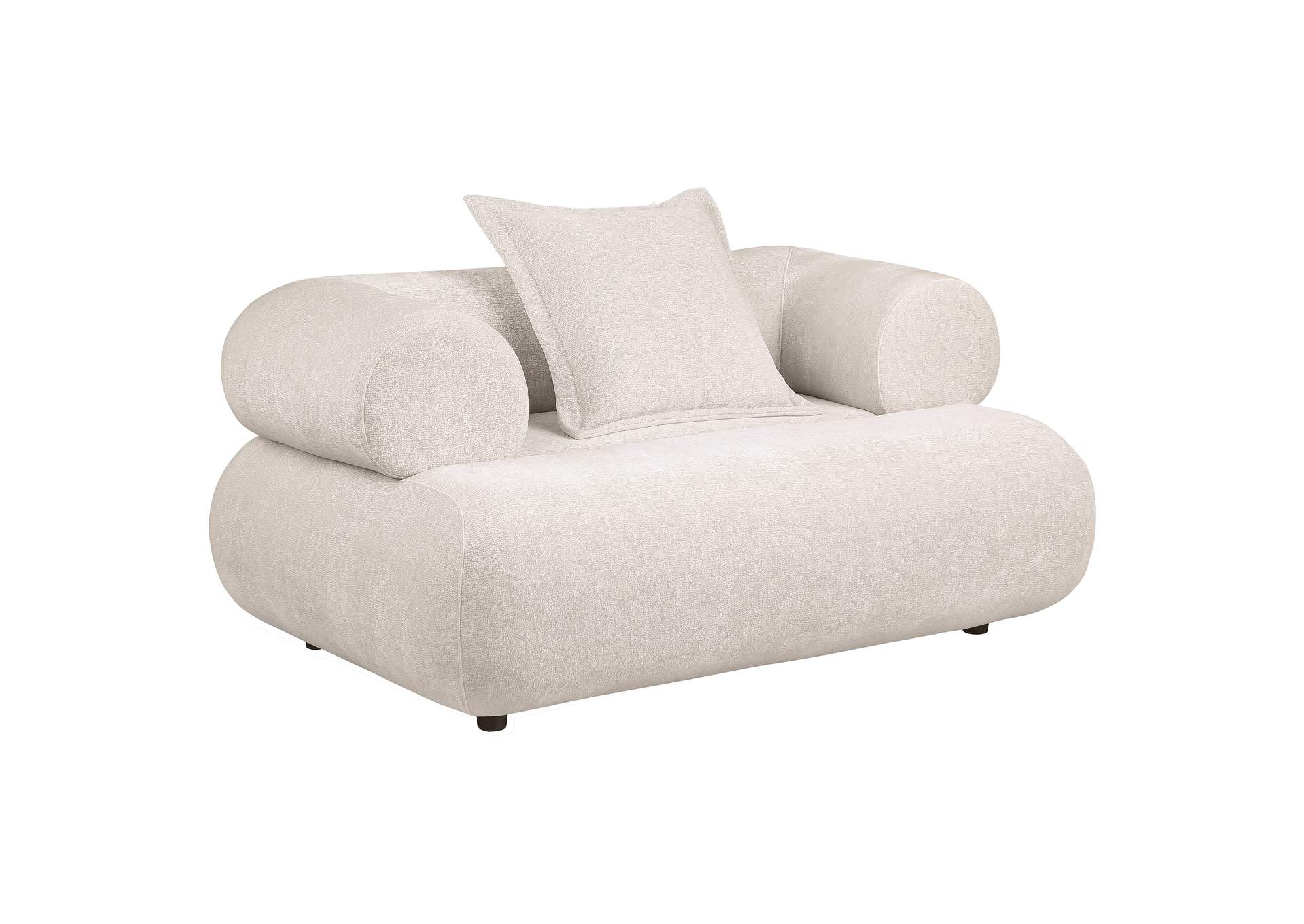 Eskola Chenille Accent Chair with Rounded Shelter Arms Ivory image 1