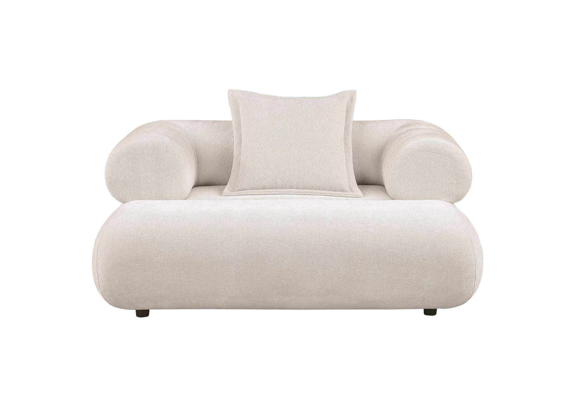 Eskola Chenille Accent Chair with Rounded Shelter Arms Ivory image 3
