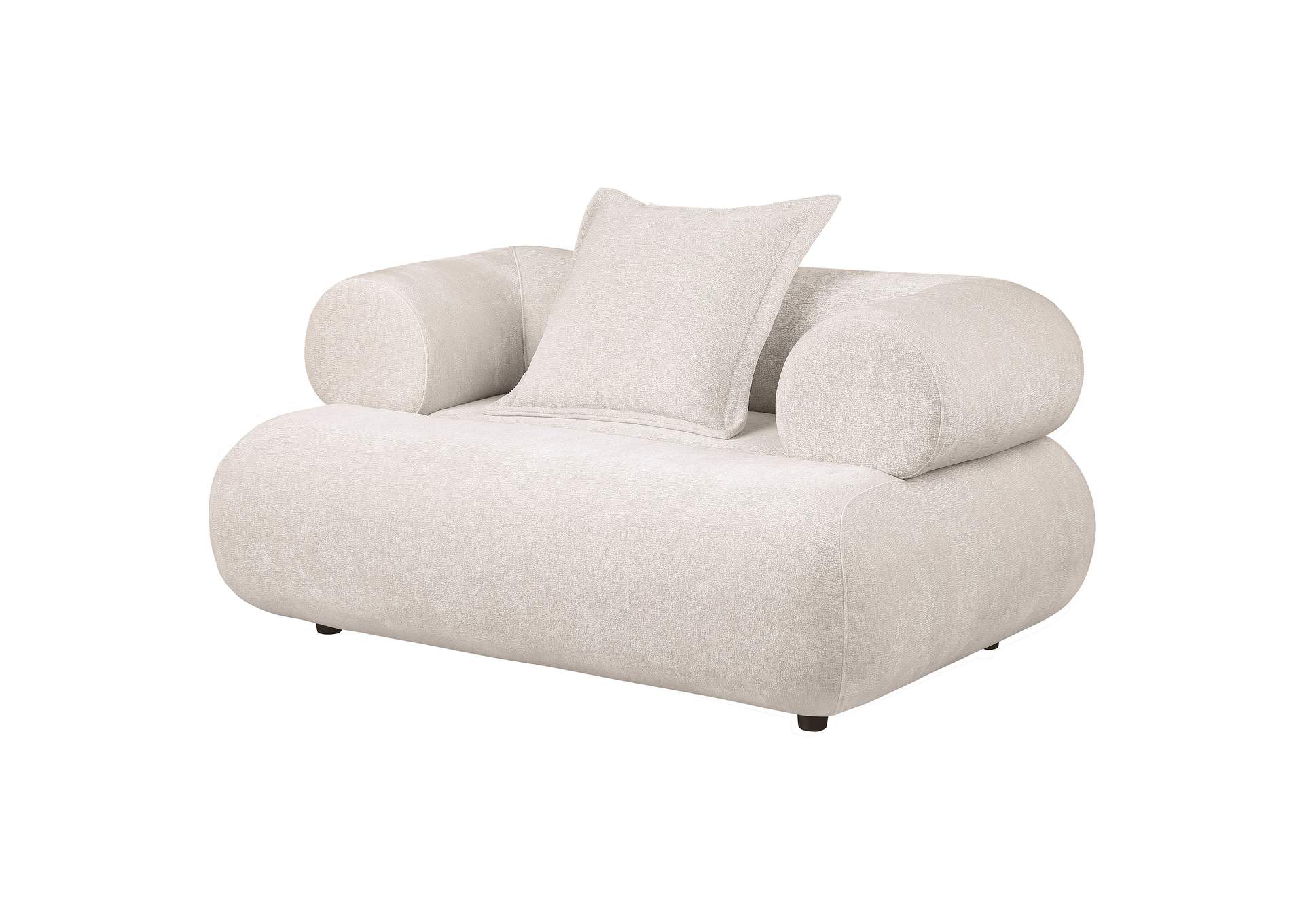 Eskola Chenille Accent Chair with Rounded Shelter Arms Ivory image 4