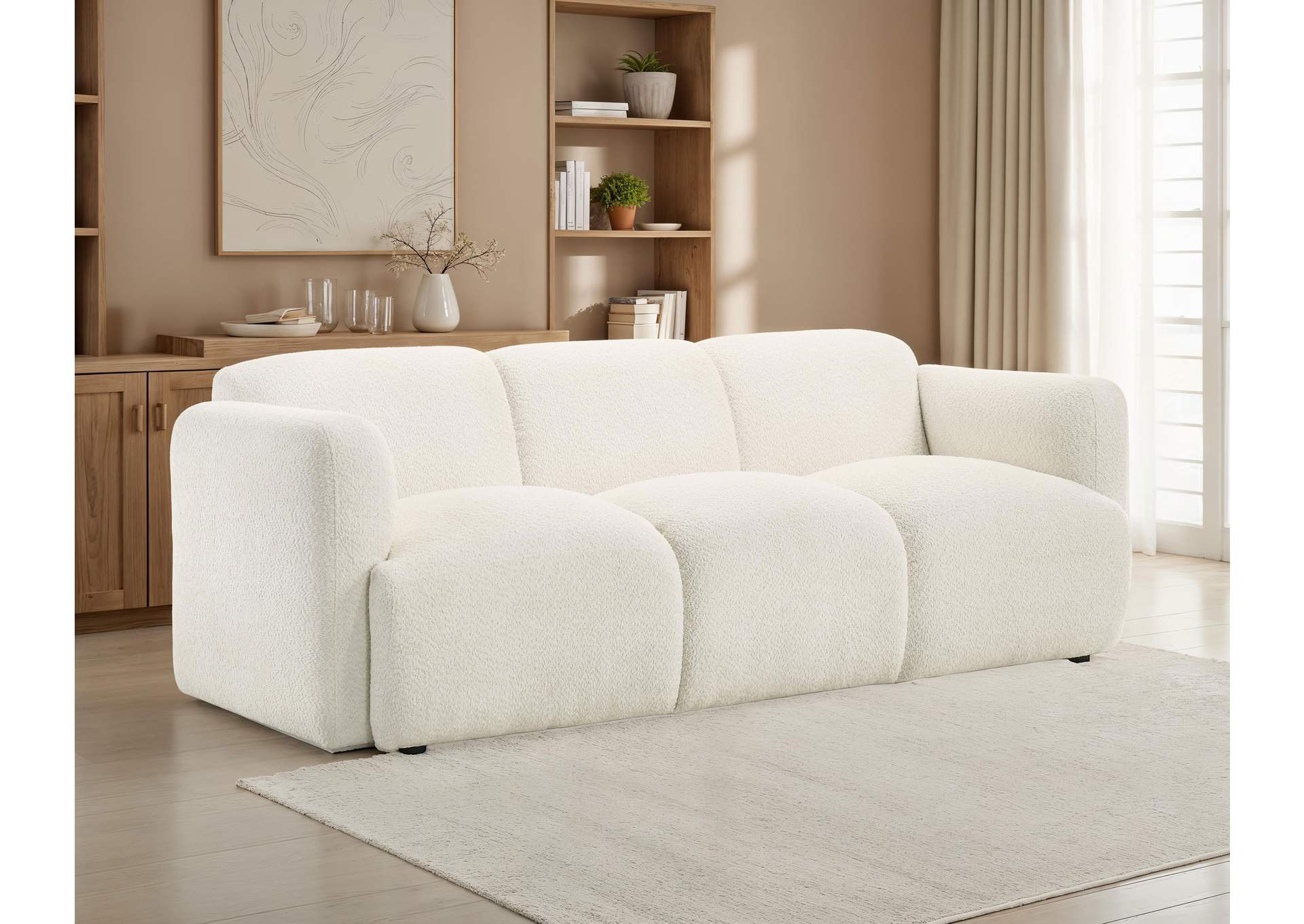 Dorset Fabric Upholstered Round Track Arm Sofa White image 3