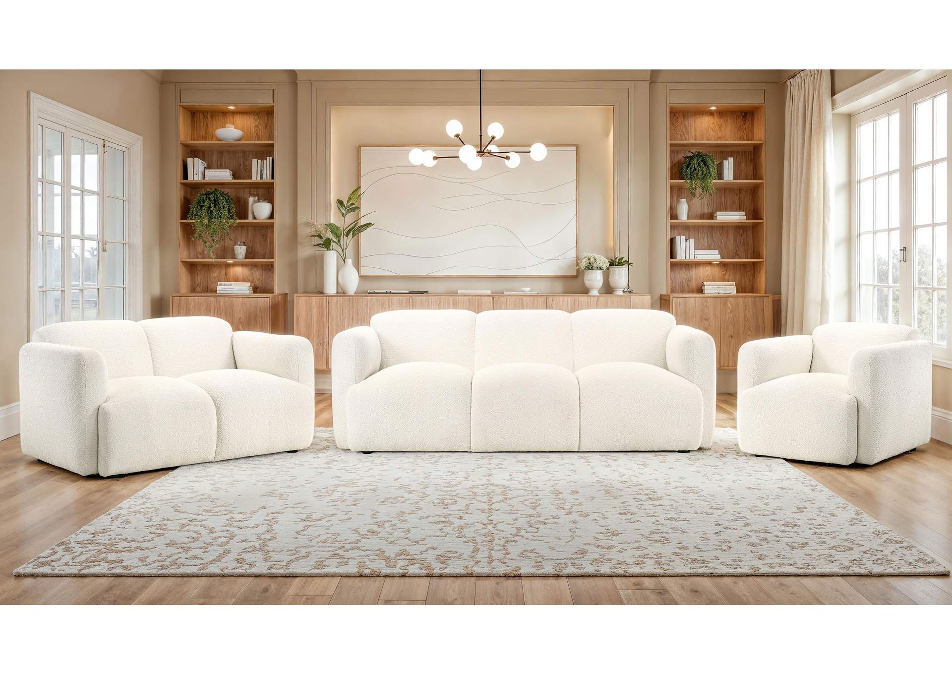 Dorset Fabric Upholstered Round Track Arm Sofa White image 14