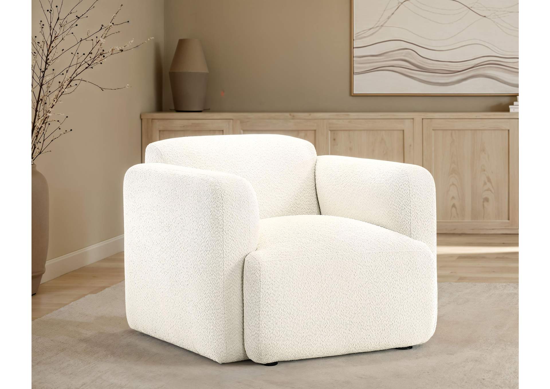 Dorset Fabric Upholstered Round Track Arm Accent Chair White image 3