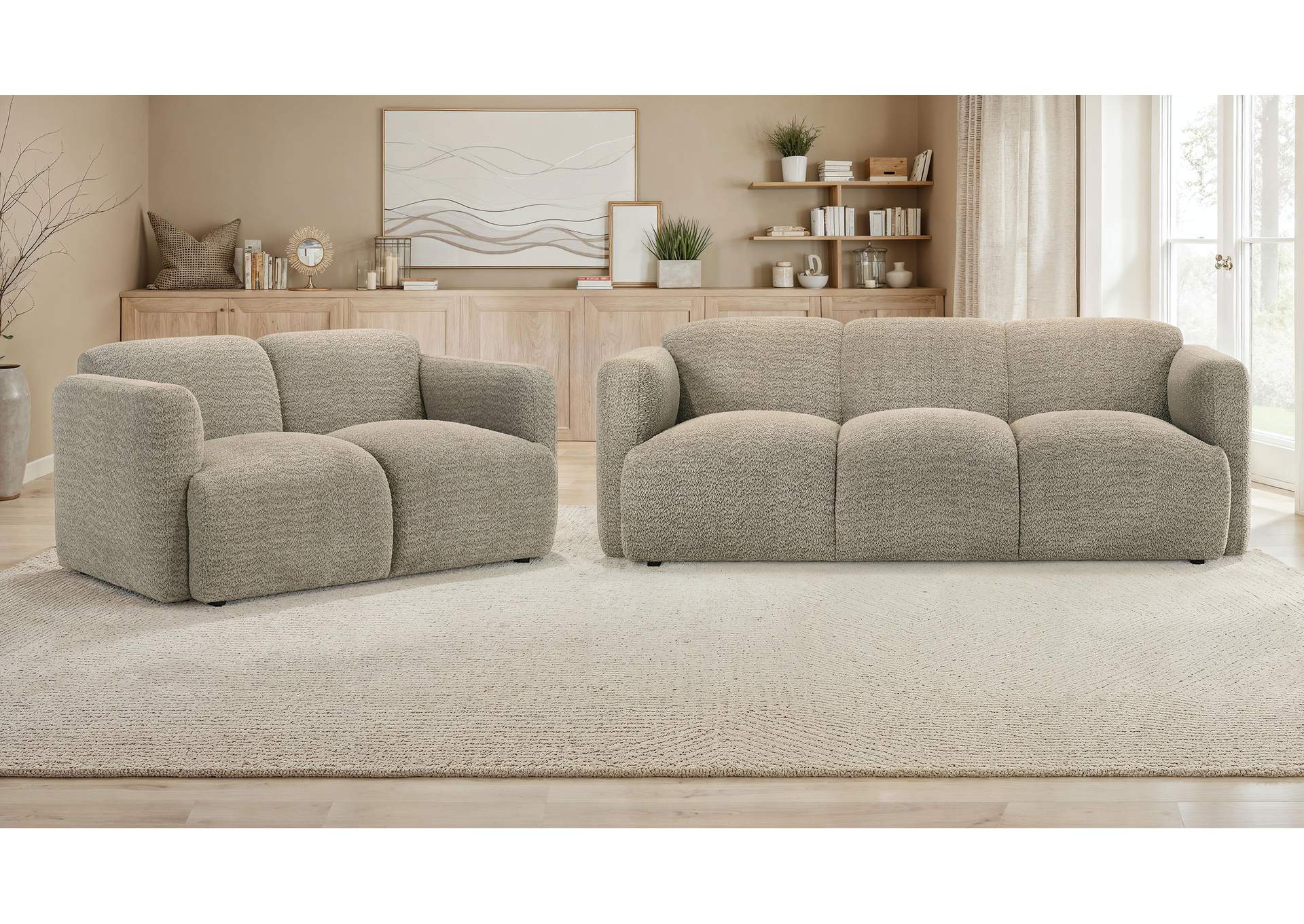 Dorset 2-piece Upholstered Round Track Arm Sofa Set Brown image 1