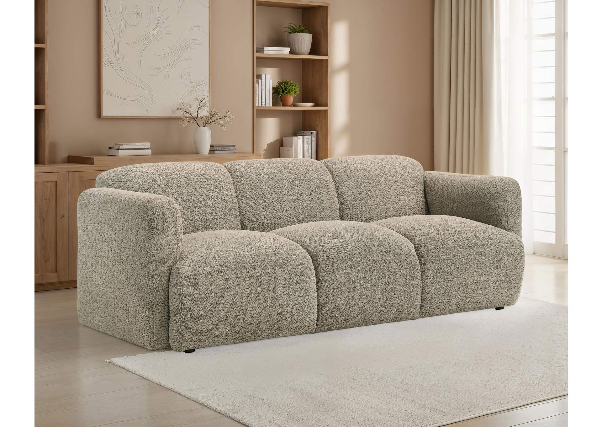 Dorset Fabric Upholstered Round Track Arm Sofa Brown image 3