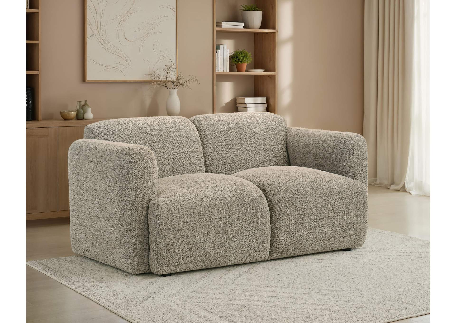 Dorset Fabric Upholstered Round Track Arm Loveseat Brown image 4