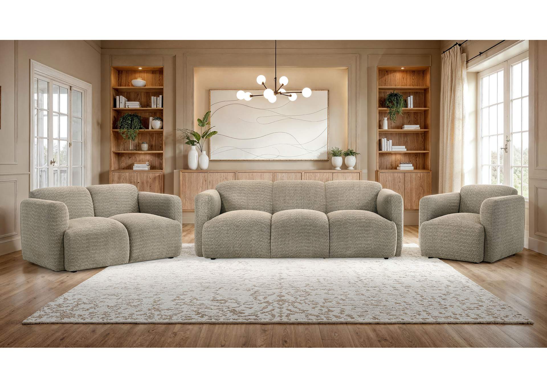 Dorset Fabric Upholstered Round Track Arm Accent Chair Brown image 14