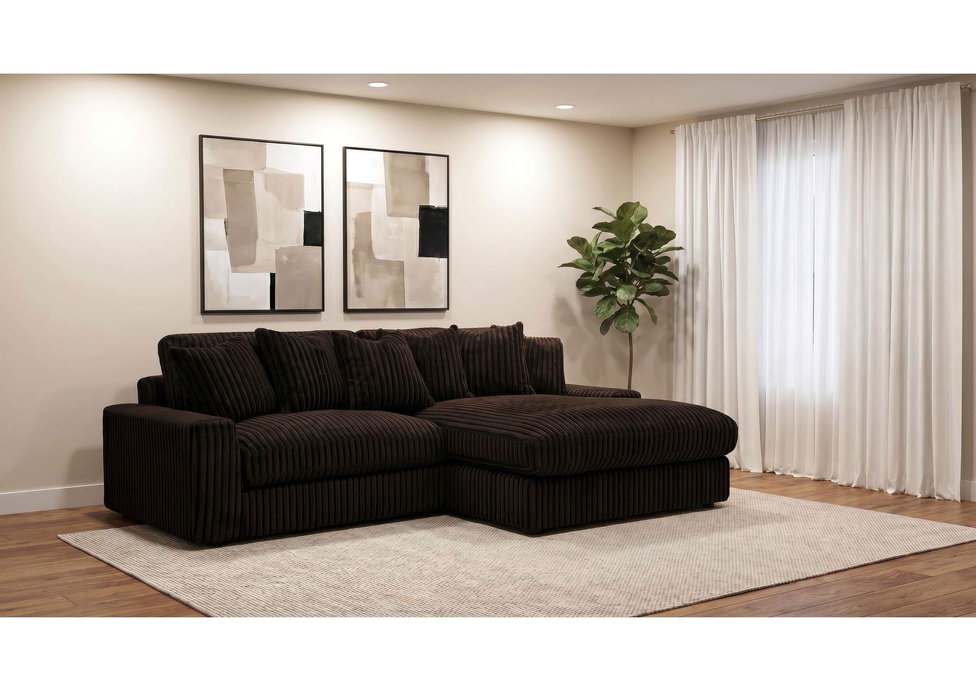 Blaine Upholstered Reversible Chaise Sectional Sofa Chocolate image 21