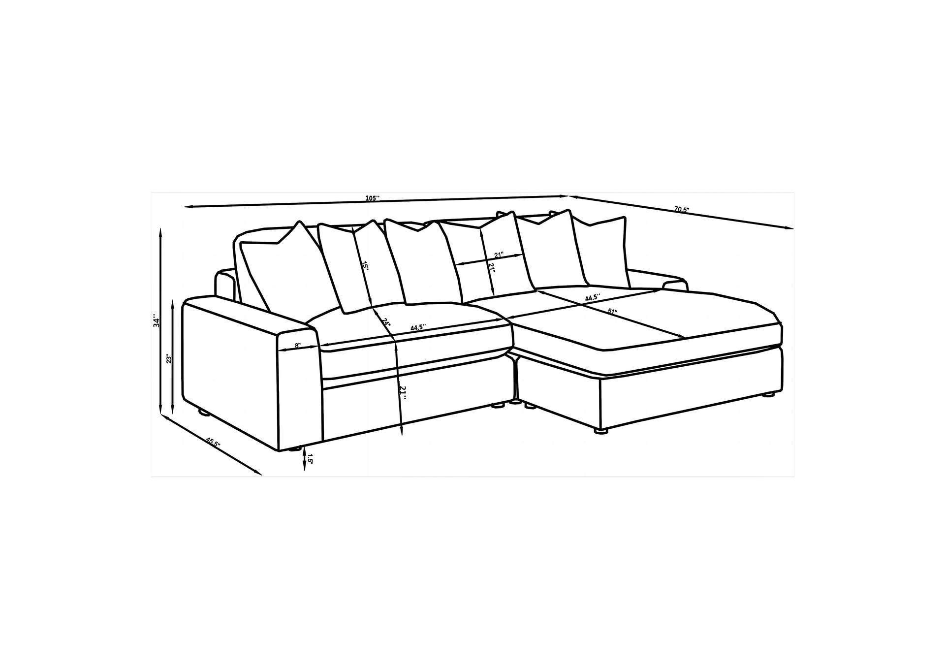 Blaine Upholstered Reversible Chaise Sectional Sofa Chocolate image 4