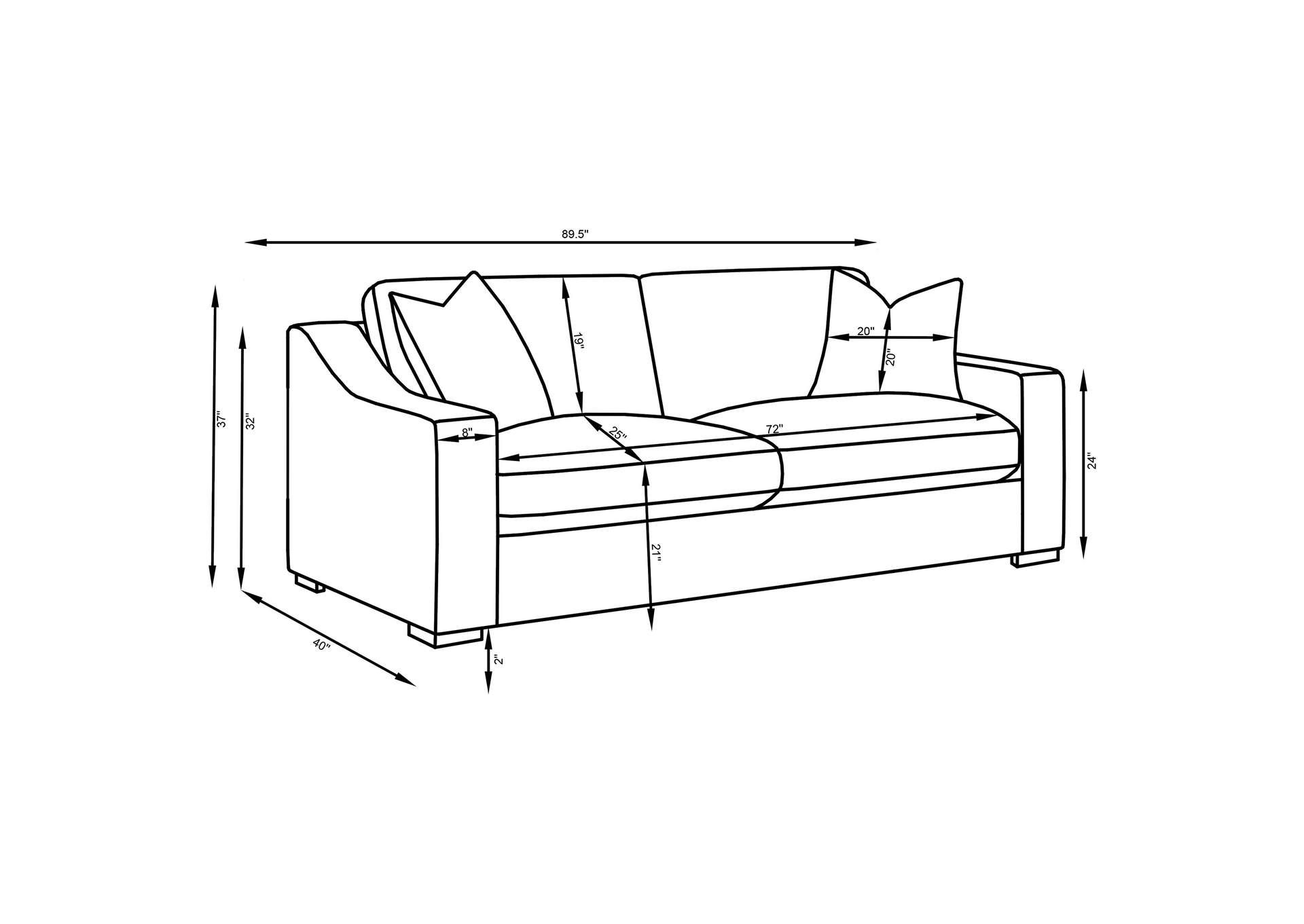 Ashlyn Upholstered Sloped Arm Sofa White