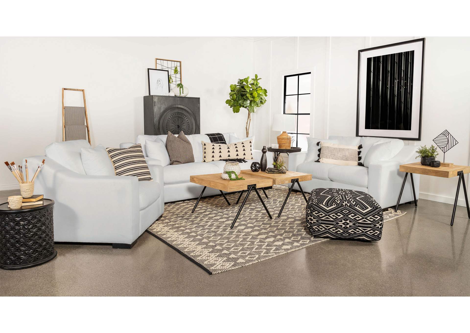 Ashlyn Upholstered Sloped Arm Loveseat White