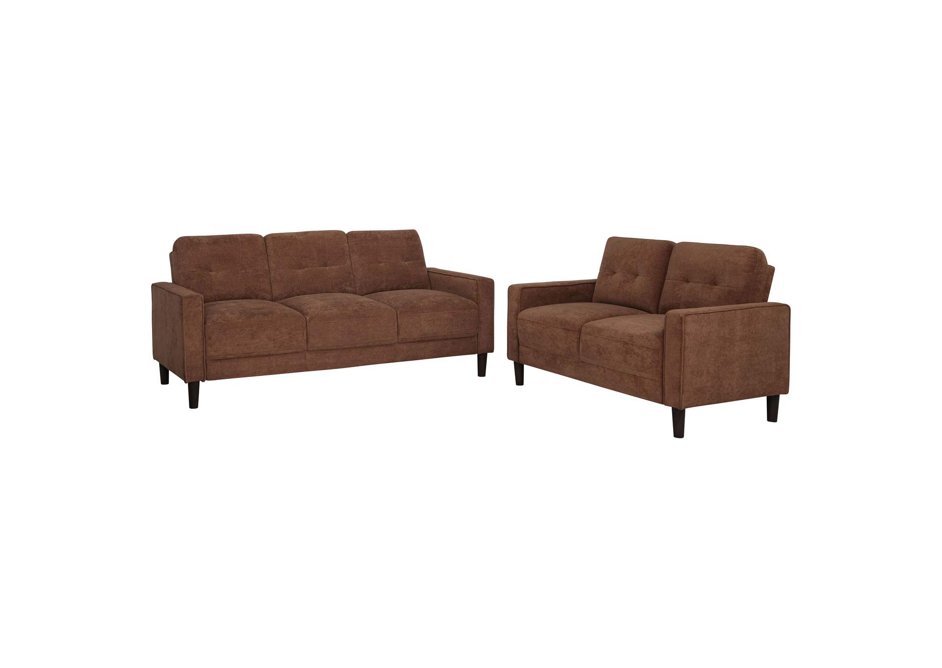 Bowen II 2-piece Fabric Upholstered Track Arm Sofa Set Rust image 1