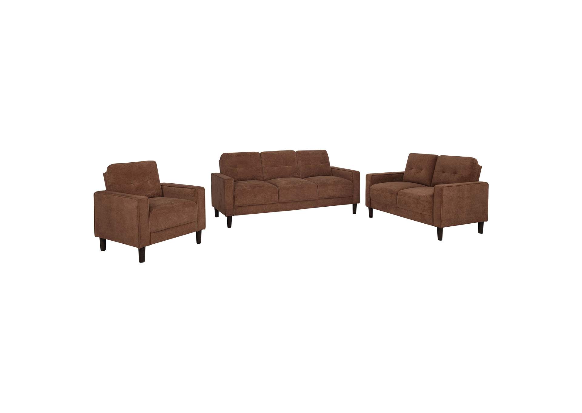 Bowen II 3-piece Fabric Upholstered Track Arm Sofa Set Rust image 1
