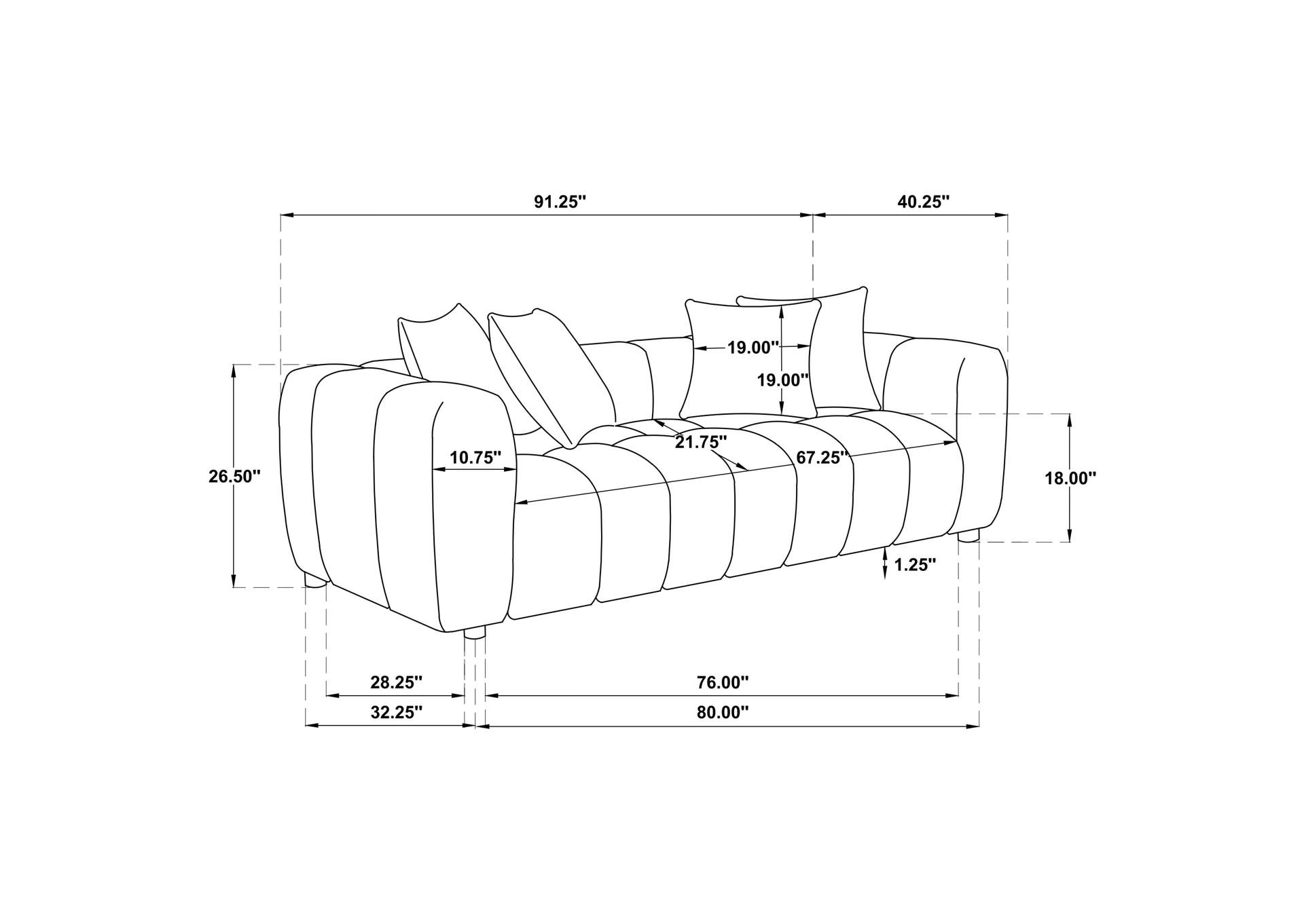 Lazaro 3-piece Fabric Upholstered Wide Channel Sofa Set Bronze image 6