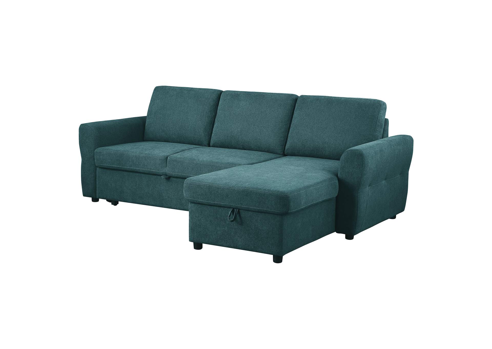 Samantha Upholstered Storage Sleeper Sectional Sofa Teal